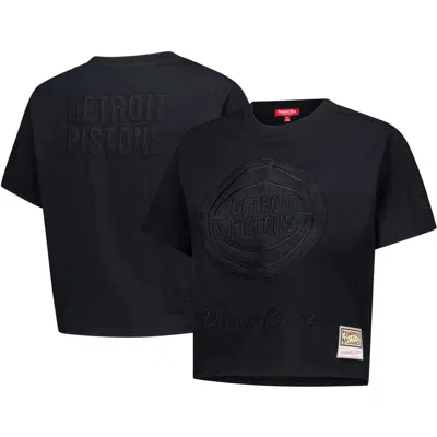 Mitchell & Ness Black Detroit Pistons Phantom Cropped T-shirt