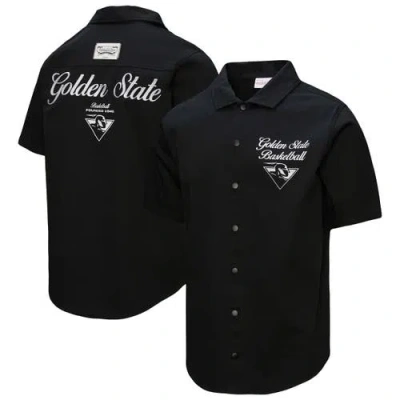 Mitchell & Ness Black Golden State Warriors Hardwood Classics Camp Shirt