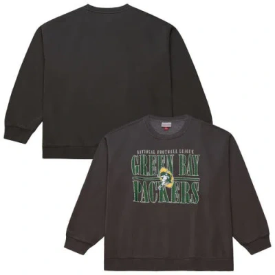 MITCHELL & NESS MITCHELL & NESS  BLACK GREEN BAY PACKERS DOWNTOWN CREW VINTAGE LOGO SWEATSHIRT