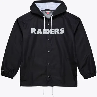 Mitchell & Ness Black Las Vegas Raiders Coaches Full-snap Hooded Windbreaker Jacket