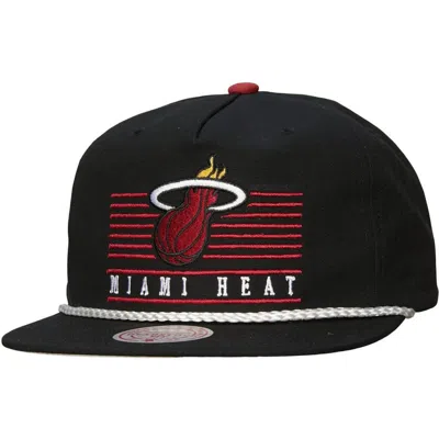Mitchell & Ness Black Miami Heat Ascend Deadstock Snapback Hat