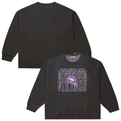 Mitchell & Ness Black Minnesota Vikings Downtown Crew Vintage Logo Sweatshirt