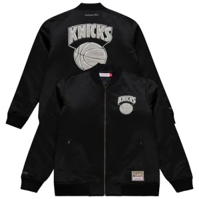 Mitchell & Ness Black New York Knicks Chrome Satin Bomber Full-zip Jacket