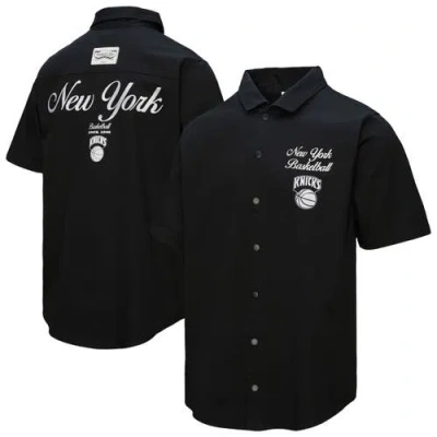 Mitchell & Ness Black New York Knicks Hardwood Classics Camp Shirt