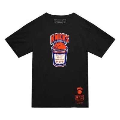 Mitchell & Ness Black New York Knicks Hardwood Classics Coffee Cup Vintage Logo T-shirt