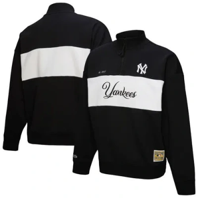 Mitchell & Ness Black New York Yankees Quarter-zip Pullover Top