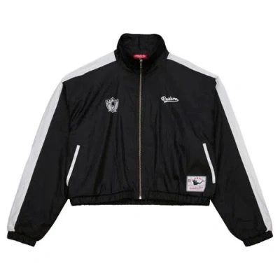 Mitchell & Ness Black Oakland Raiders Nylon Cropped Full-zip Jacket