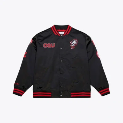 Mitchell & Ness Black Ohio State Buckeyes Double Clutch Lightweight Satin Full-snap Jacket In Multi