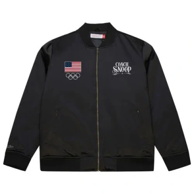 Mitchell & Ness Black Team Usa Coach Snoop Satin Full-zip Bomber Jacket