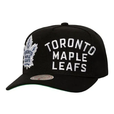 Mitchell & Ness Black Toronto Maple Leafs Busted Logo Wordmark Wrap-around Pro Pinch Adjustable Hat