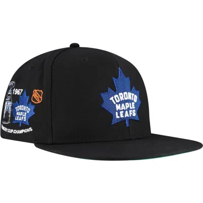 Mitchell & Ness Black Toronto Maple Leafs Core Top Spot Snapback Hat