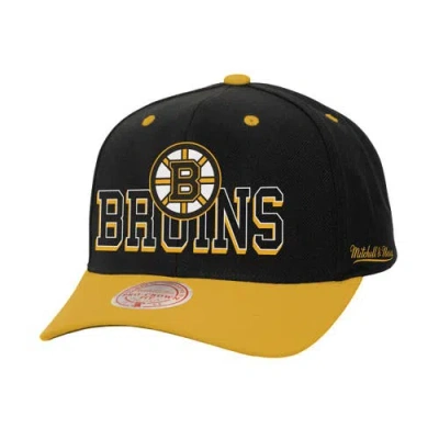 Mitchell & Ness Black/gold Boston Bruins Backside Script 2-tone Pro Crown Adjustable Hat