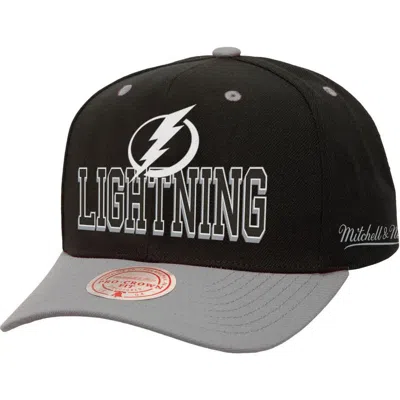 Mitchell & Ness Black/gray Tampa Bay Lightning Backside Script Two-tone Pro Crown Adjustable Hat