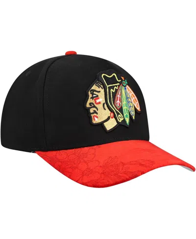 Mitchell & Ness Black/red Chicago Blackhawks May Flowers Pro Crown Adjustable Hat In Multi