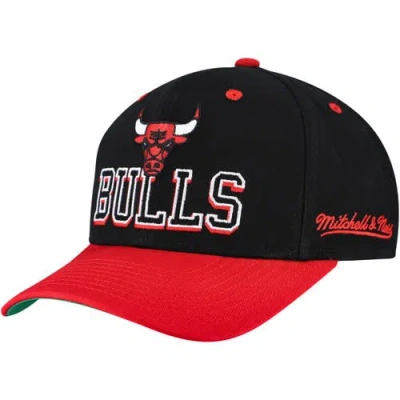 Mitchell & Ness Black/red Chicago Bulls Backside Script 2-tone Pro Crown Adjustable Hat