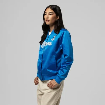 Mitchell & Ness Blue Detroit Lions Full-snap Satin Jacket