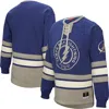 Mitchell & Ness Blue Tampa Bay Lightning Heritage Lace-up Pullover Sweatshirt In Multi