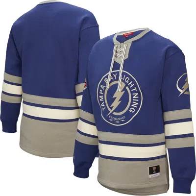 Mitchell & Ness Blue Tampa Bay Lightning Heritage Lace-up Pullover Sweatshirt