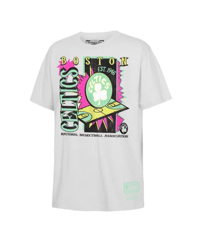 Mitchell & Ness Kids' Boys' 4-20 & Girls' 4-16 Boston Celtics Neon Court Shock Distressed Retro T-shirt In White
