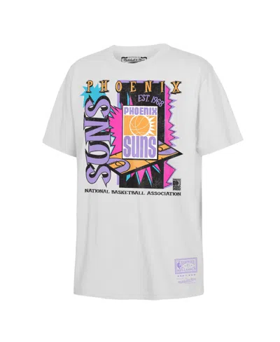 Mitchell & Ness Kids' Boys' And Girls' 4-16 Phoenix Suns Neon Court Shock Crewneck Screen Print Graphics T-shirt In White