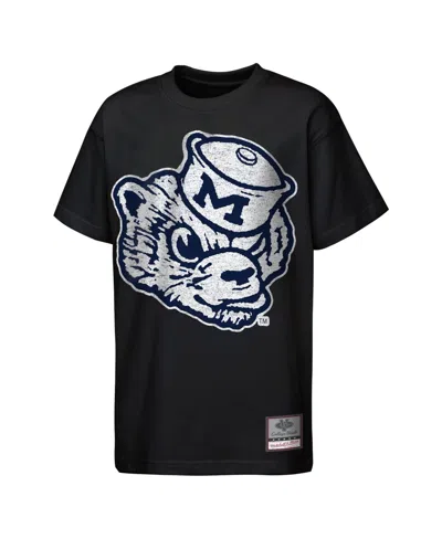 Mitchell & Ness Kids' Boys' And Girls' College Vault Distressed Big Face Mascot Graphic T-shirt In Black