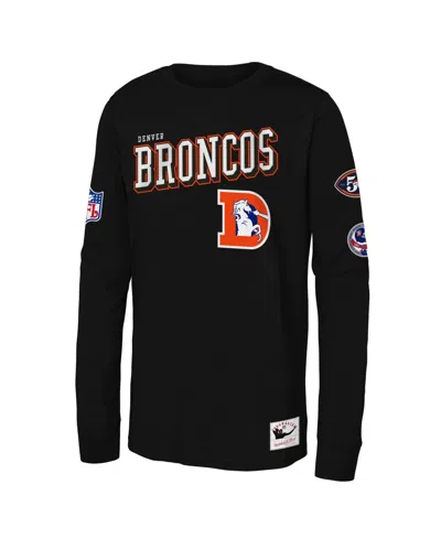 Mitchell & Ness Kids' Boys' And Girls' Denver Broncos Training Camp Long Sleeve T-shirt In Black