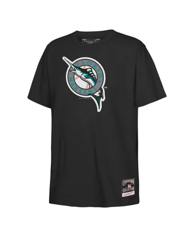 Mitchell & Ness Kids' Boys' And Girls' Florida Marlins Retro Logo Classic-fit T-shirt In Black