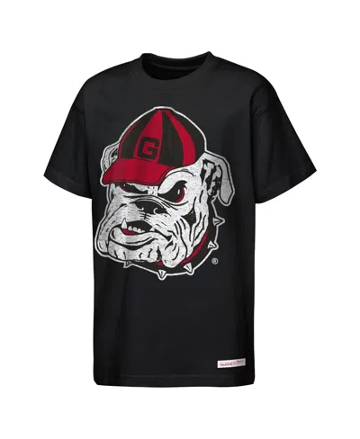 Mitchell & Ness Kids' Boys' And Girls' Georgia Bulldogs Mascot Big Face Oversized Retro T-shirt In Black