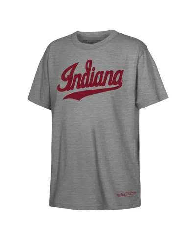 Mitchell & Ness Kids' Boys' And Girls' Indiana Hoosiers Throwback Wordmark Crewneck T-shirt In Gray