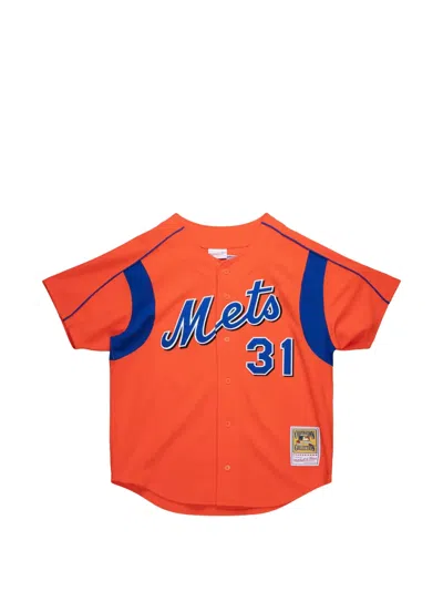 Mitchell & Ness Buttoned Short-sleeved Jersey In Orange