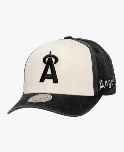 Mitchell & Ness California Angels Snow Block Pro Crown Adjustable Baseball Cap In Cream,black