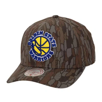 Mitchell & Ness Camo Golden State Warriors Hidden Pro-crown Adjustable Hat In Brown