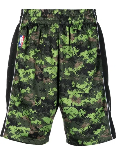 Mitchell & Ness Camouflage-print Track Shorts In Green