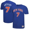 Mitchell & Ness Carmelo Anthony Royal New York Knicks Hardwood Classics Retro Name & Number T-shirt In Blue