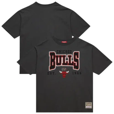 Mitchell & Ness Charcoal Chicago Bulls Hardwood Classics Oversized Boyfriend T-shirt In Gray