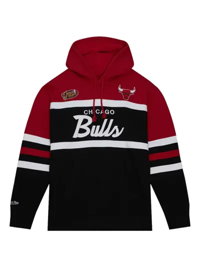 Mitchell & Ness Chicago Bulls Black Head Coach Hooded Sweater In Red