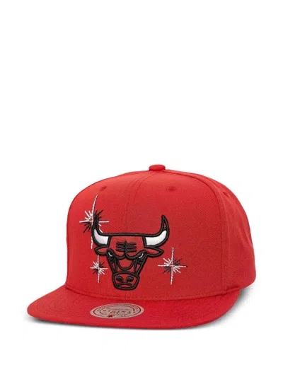 Mitchell & Ness Chicago Bulls Embroidered Starlight Snapback Cap In Red