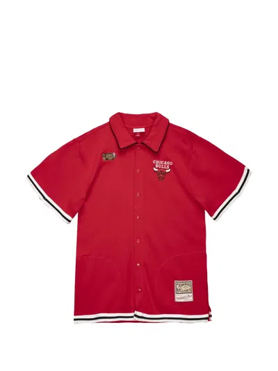 Mitchell & Ness Chicago Bulls French Terry Polo Shirt In Red