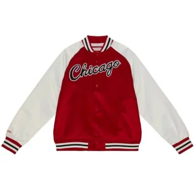 Mitchell & Ness Chicago Bulls Primetime Lightweight Satin Jacket In Scarlet In Multi