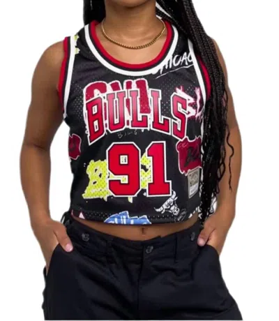 Mitchell & Ness Chicago Bulls Slap Stick Crop Tank In Black