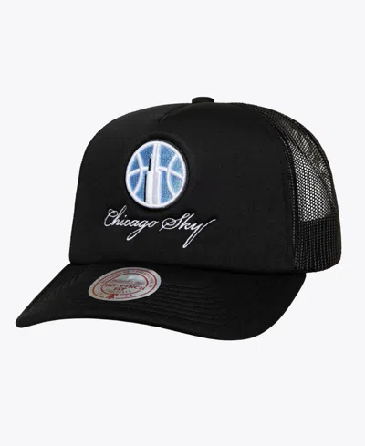 Mitchell & Ness Chicago Sky Script Pro Pinch Trucker Cap In Black