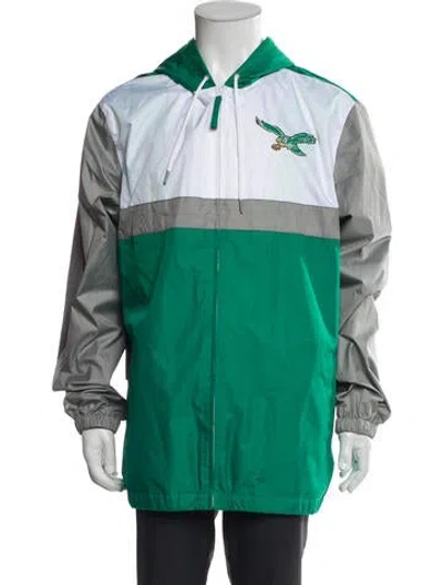 Pre-owned Mitchell & Ness Colorblock Pattern Windbreaker In Green