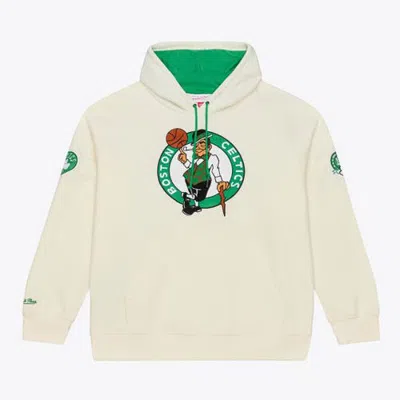 Mitchell & Ness Cream Boston Celtics Hardwood Classics Chainstitch Premium Fleece Hoodie In Neutral