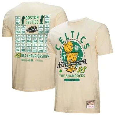Mitchell & Ness Cream Boston Celtics Hardwood Classics Champions Vintage T-shirt In Neutral