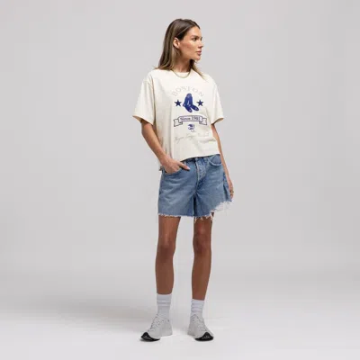 Mitchell & Ness Cream Boston Red Sox Cooperstown Yacht Rock Boxy Cropped T-shirt In White