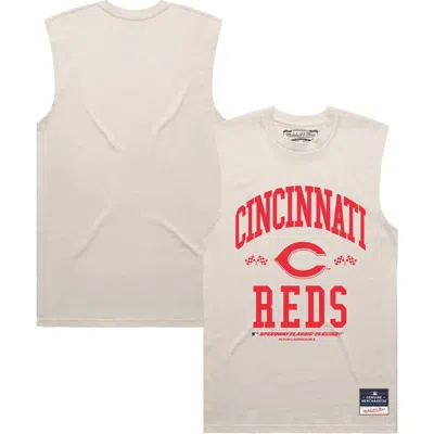 Mitchell & Ness Cream Cincinnati Reds 2025 Mlb Speedway Classic Classic Tank Top In Gray