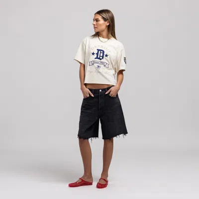 Mitchell & Ness Cream Detroit Tigers Cooperstown Yacht Rock Boxy Cropped T-shirt In Multi