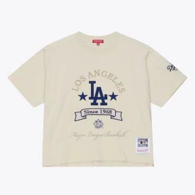 Mitchell & Ness Cream Los Angeles Dodgers Cooperstown Yacht Rock Boxy Cropped T-shirt In White