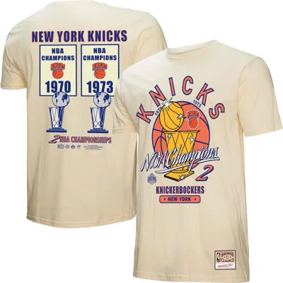 Mitchell & Ness Cream New York Knicks Hardwood Classics Champions Vintage T-shirt In Neutral