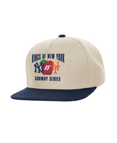 Mitchell & Ness Cream New York Yankees Vs. New York Mets Subway Series Matchup Pro Pinch Snapback Hat In Neutral